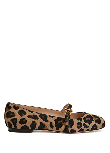 Mary Jane Leopard Women's Leather Ballerinas