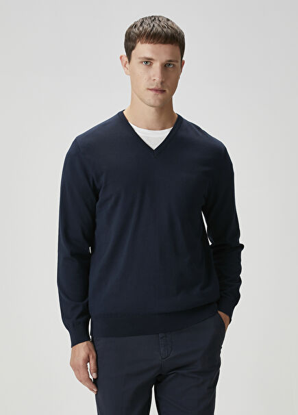 Navy Blue Organic Cotton Sweater