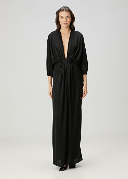 Black Beaded Maxi Dress