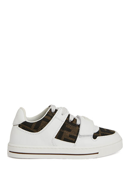 Beyaz Kahverengi Unisex Çocuk Deri Sneaker