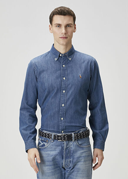 Navy Blue Denim Shirt