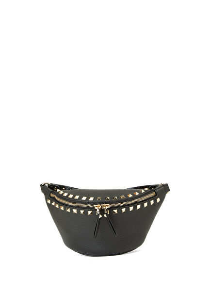 Rockstud Black Women's Leather Waist Bag
