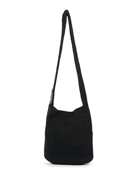 Siyah Kadın Yün Alışveriş Çantası