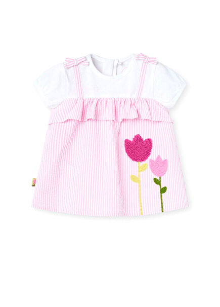 Colorful Embroidered Short Sleeve Ruffled Baby Girl Dress