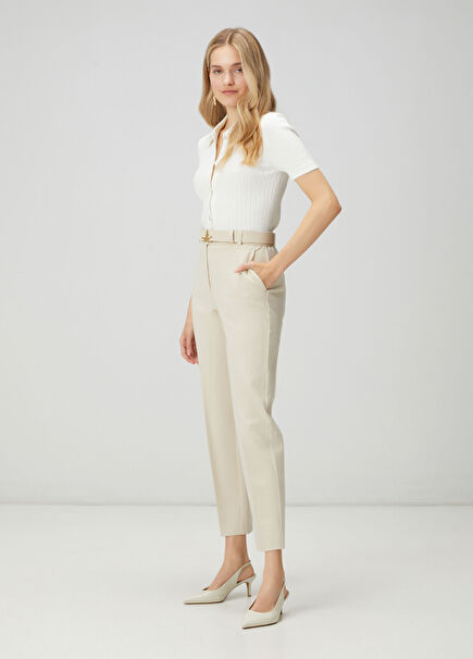 Beige Cigarette Pants