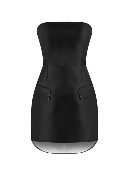 Manuela Siyah Straplez Mini Kadın Elbise