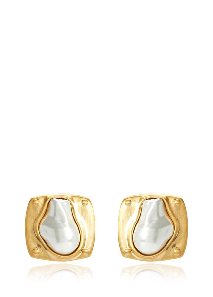 Pearl Detail Square Form Women's Earrings