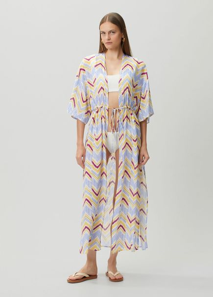 Blue Patterned Midi Beach Dress