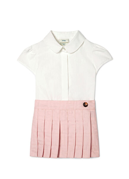 Pembe Beyaz Kız Bebek Elbise