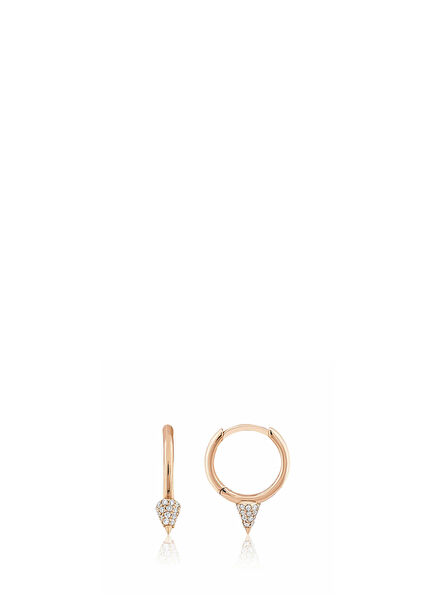 Diamond Stone 14K Rose Gold Women's Hoop Earrings