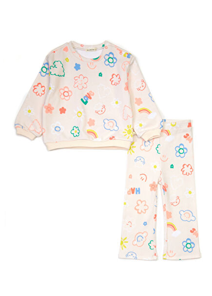 Pembe 2li Kız Çocuk Sweat Pantolon Set