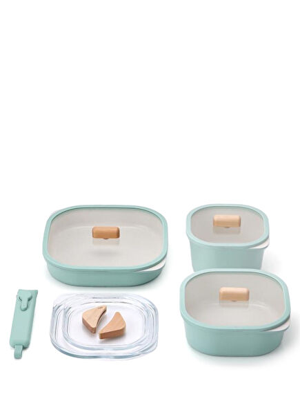 Fika Comfort Yeşil Seramik Tencere ve Tava Seti