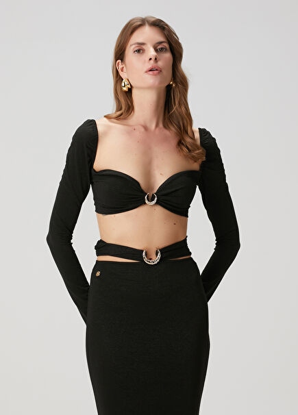 Maja Black Crop Blouse