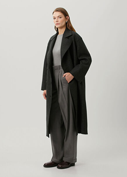 Anthracite Double-Breasted Wool Coat