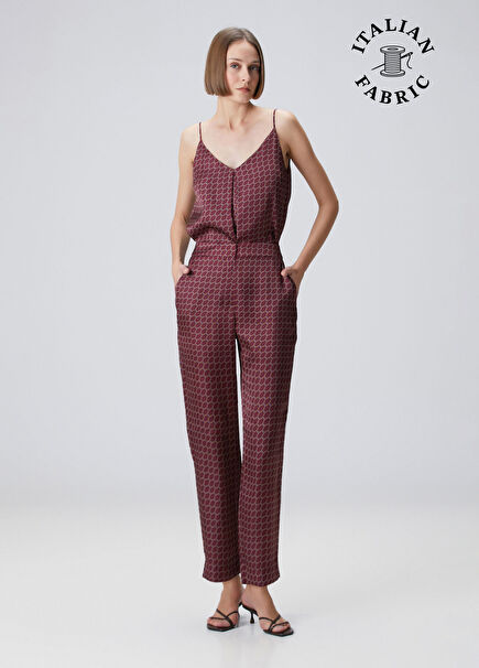 Plum Patterned Cigarette Trousers