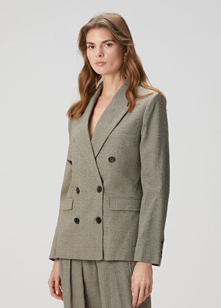 Irma Cream Black Double-Breasted Jacket