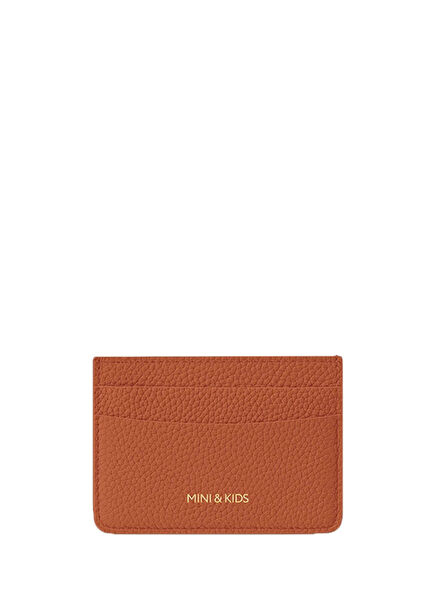 Orange Mini Leather Unisex Kids Card Holder