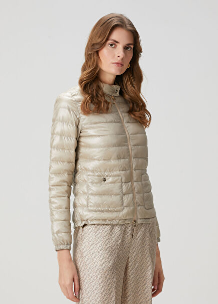 Beige Quilted Puff Coat