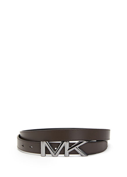 Black Logo Buckle Mens Leather Belt