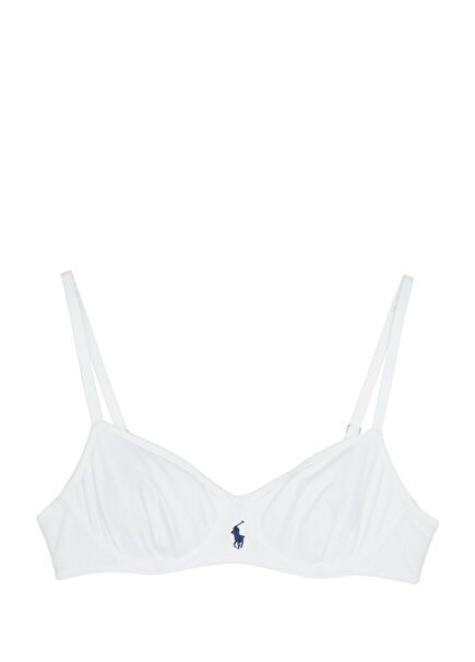 White Logo Embroideried Bra