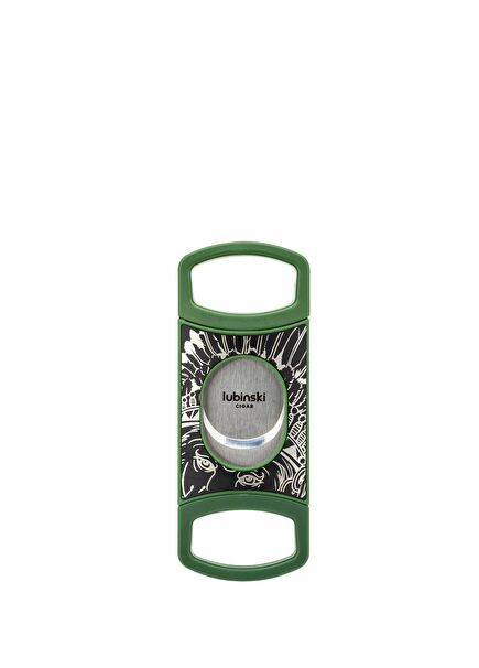 Yeşil Çelik V-Kesim-Düz Kesim Double Cutter 60 Ring Sehpalı Puro Makası 