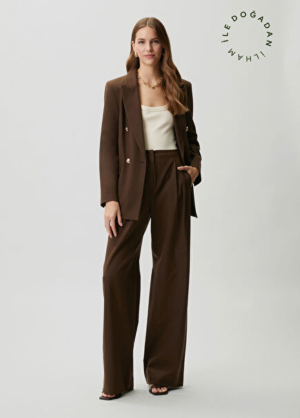 Brown Linen Palazzo Trousers