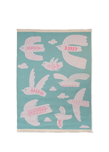 Bird of Life Mint Yıkanabilir Çocuk Halısı 120 x 160 cm