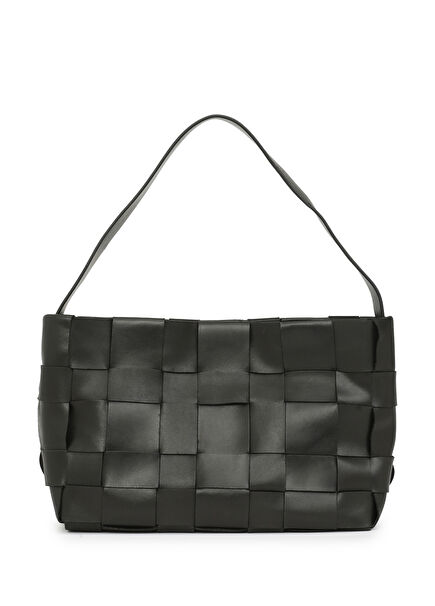 Woven Mini Black Women's Leather Bag