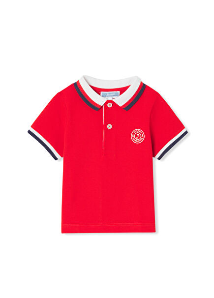 Red Ribbed Polo Neck Baby Boy T-Shirt