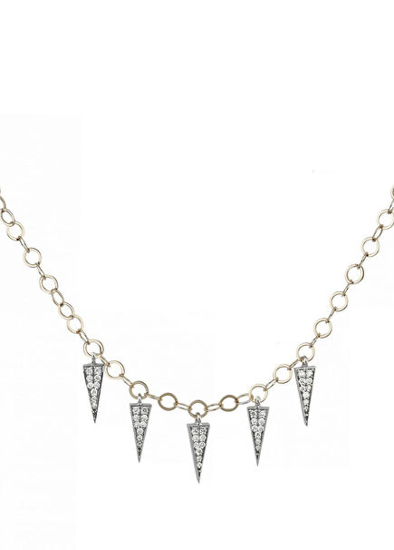 Pyramid Detailed 14 Carat Women's Diamond Necklace
