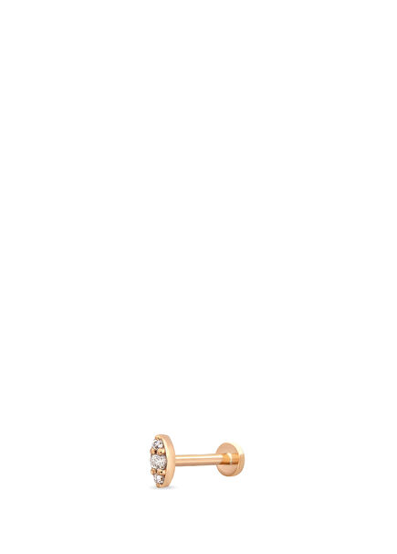 Pırlanta Taşlı 14 Ayar Rose Altın Kadın Piercing