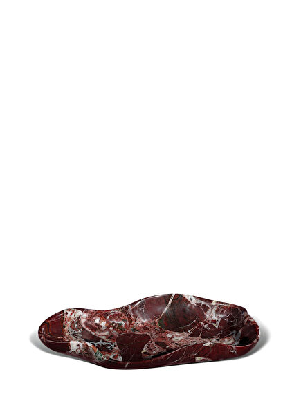 Perla L Red and White Marble Object