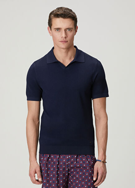 Navy Blue Short Sleeve Sweater