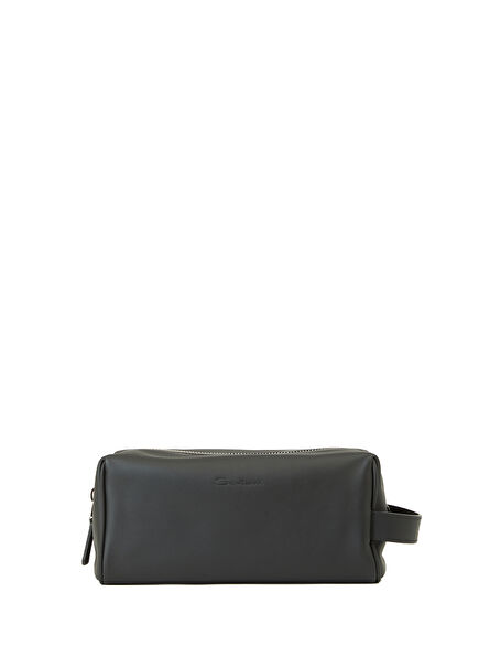Black Leather Shaving Bag