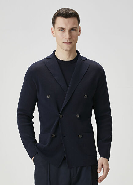 Lacivert Kruvaze Triko Hırka