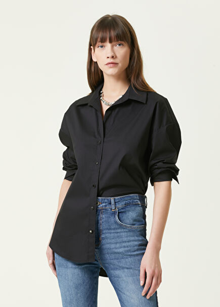Black Loose Poplin Shirt