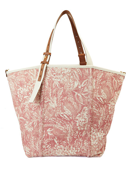 Ekru Pembe Kadın Alışveriş Çantası