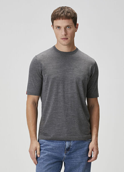 California Light Grey Short Sleeve Wool Knitwear