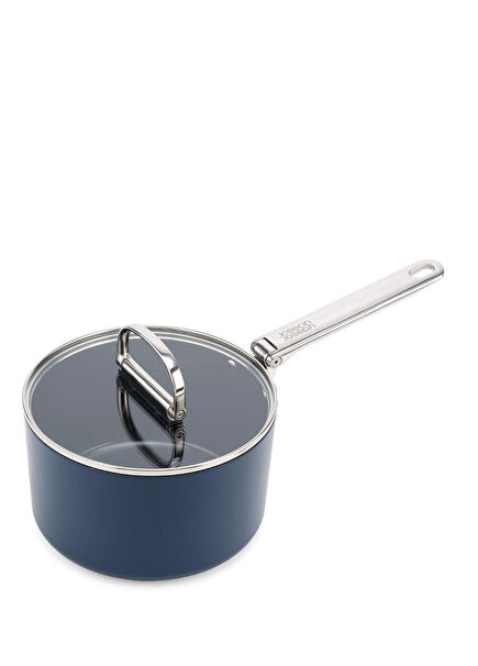 Space Blue Aluminum Saucepan with Glass Lid 19 cm