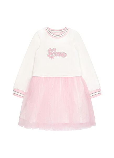 Love Embroidered Pink Girl's Sweat Tutu Dress