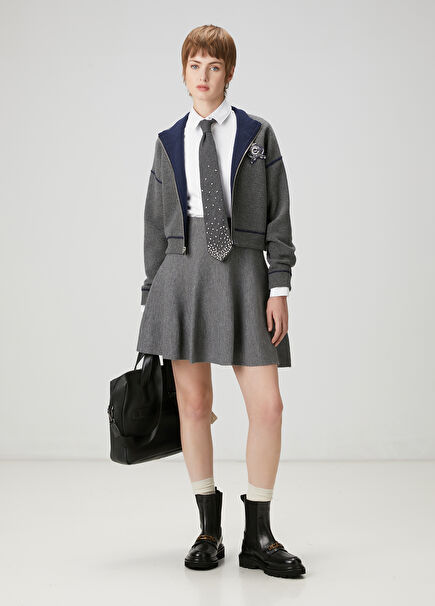 Grey Mini Knit Skirt