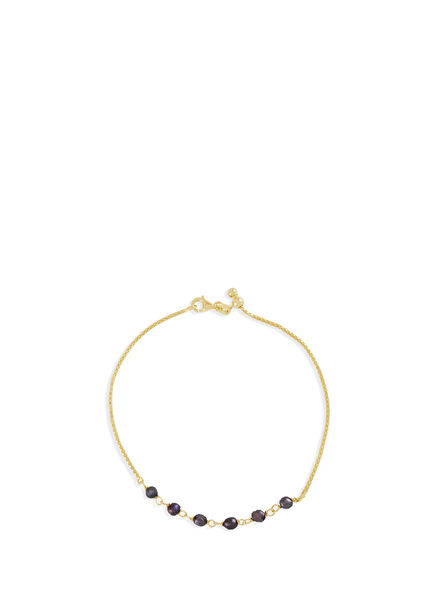 Mandy 925 Ayar Gümüş Üzeri 18 Ayar Altın Kaplama Kadın Siyah İnci Bileklik 