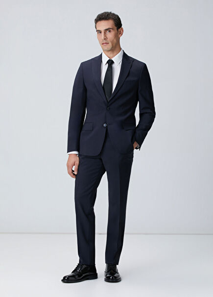 Lacivert Yün Karışımlı Takım Elbise