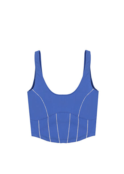 Merrow Electric Blue Askılı Kadın Crop Spor Body