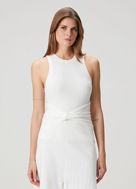 White Ribbed Tank Top
