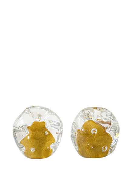Honey Trace Glass 2 Pieces Sphere Decorative Object
