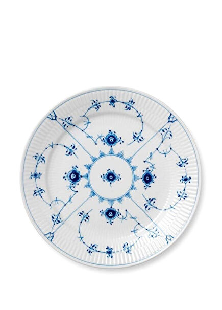Blue Fluted Plain Porcelain Cake Plate 19 cm