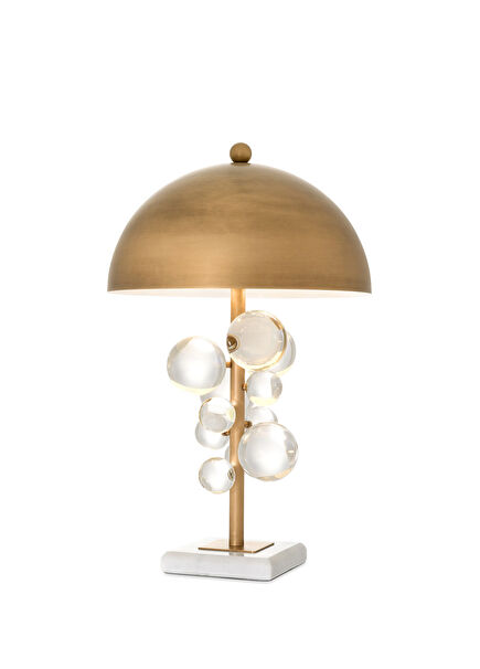 Floral Pirinç Kaplama Masa Lambası