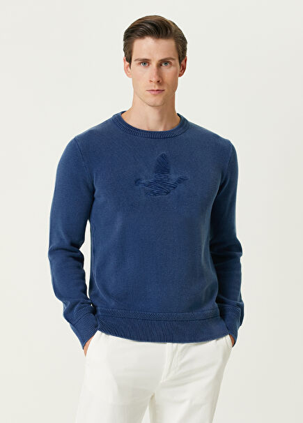 Indigo Bird Embroidered Sweater