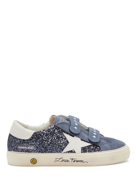 May Navy Blue Children's Leather Sneakers
